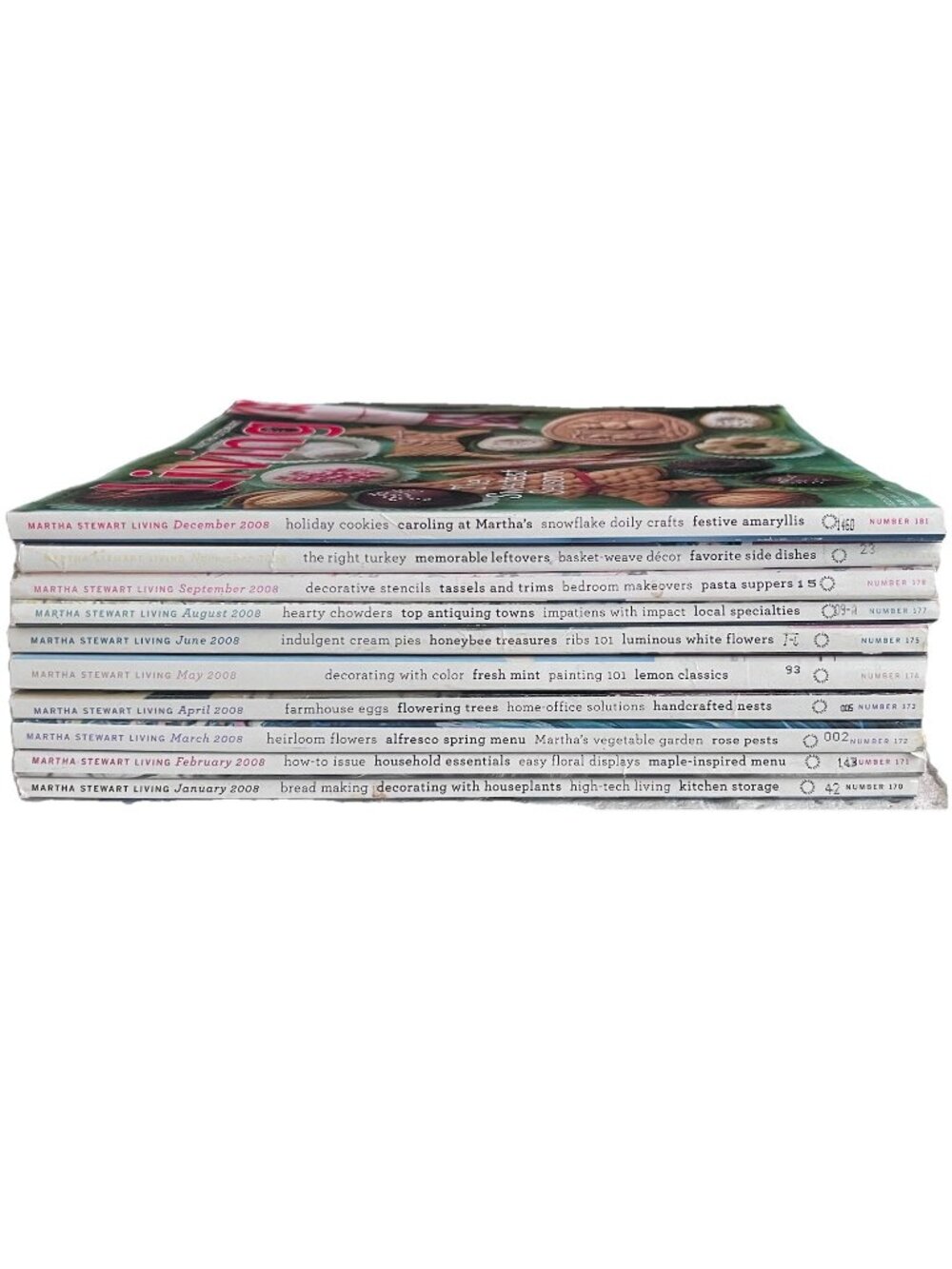 2008 Martha Stewart Living Magazines 10 issues 4 W/recipe cards -  Nov
